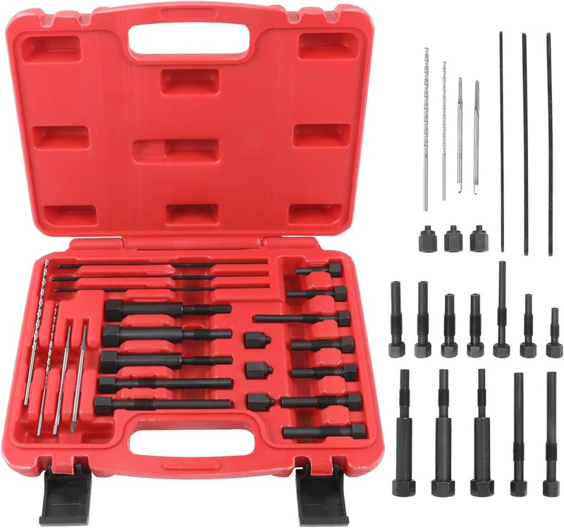 Fxsomgt Glow Plug Removal Tool Kit - 22PCS Glow Plug Electrodes Removal Tool Set Automotive Replacement Fuel Glow Plug Kits for M8 & M10 Glow Plug Removal Puller Heater Element Drilling Tapping Extractor Kit - Image 1